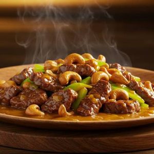 129. Beef with Yellow Bean Sauce & Cashewnut / 黄豆酱腰果牛肉