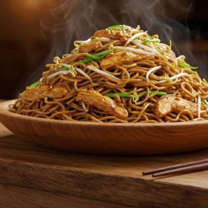 73. Chicken Chow Mein with Vegetable in Sauce / 鸡肉炒面配蔬菜酱