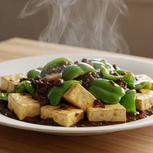168. Tofu with Green Peppers & Black Bean Sauce / 青椒黑豆酱豆腐