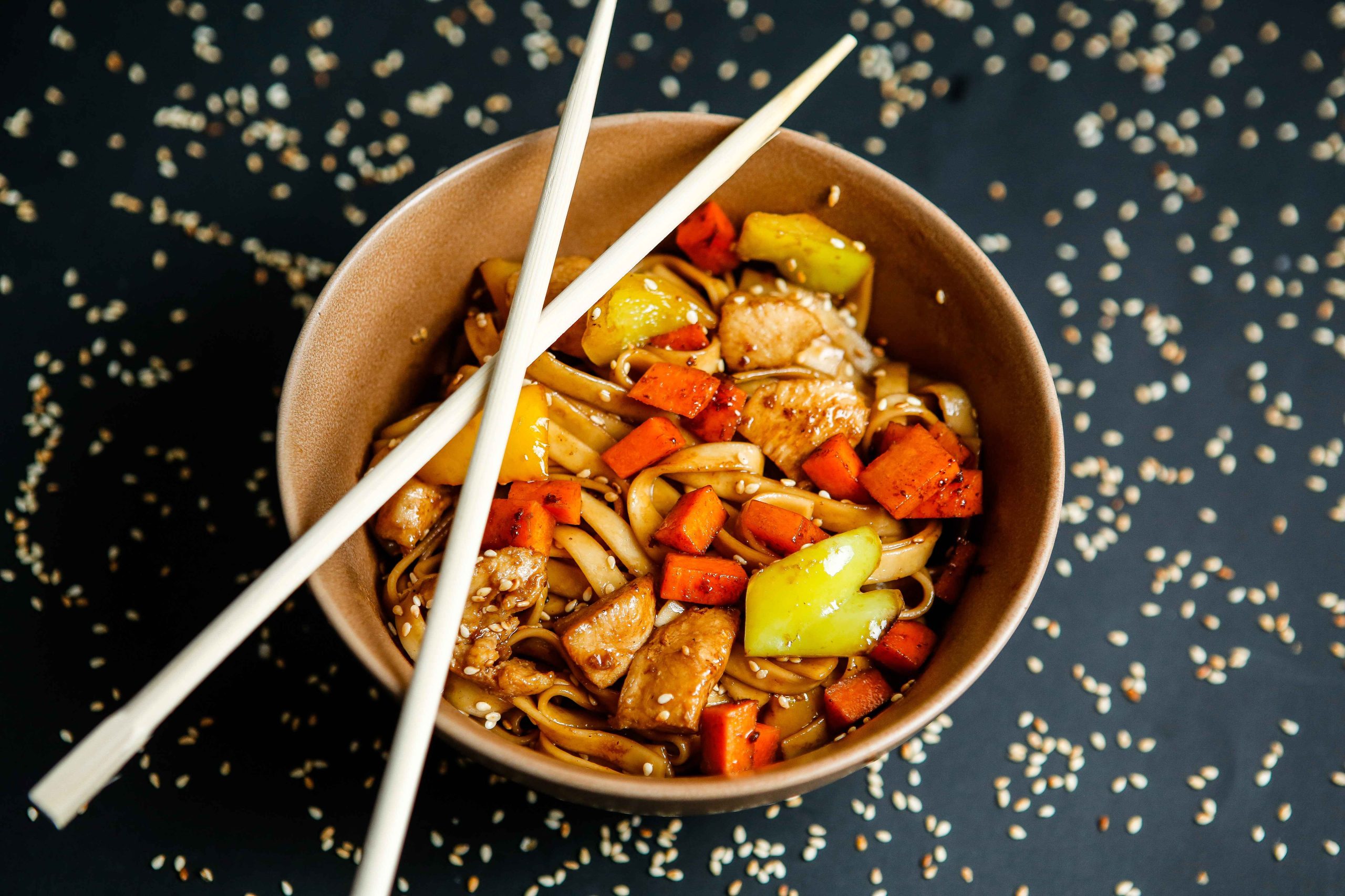 top-view-chicken-noodles-with-vegetables-plate-with-chopsticks-sesame-seeds-black-background (1) top-view-chicken-noodles-with-vegetables-plate-with-chopsticks-sesame-seeds-black-background (1)